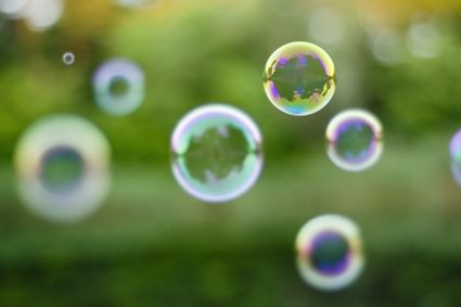 soap-bubbles on nature background